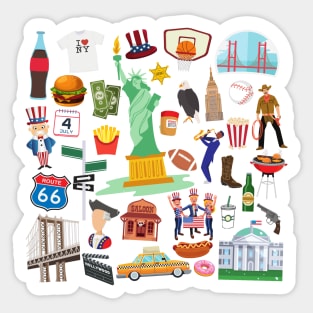 USA Travel Icons Sticker